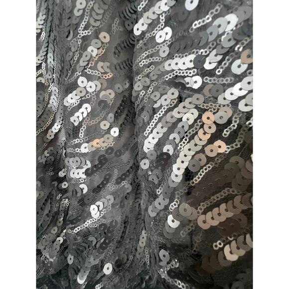 DONNA MORGAN serenity COLLECTION silver  SEQUINED SHIMMER GOWN WOMENS 2 - Picture 8 of 11